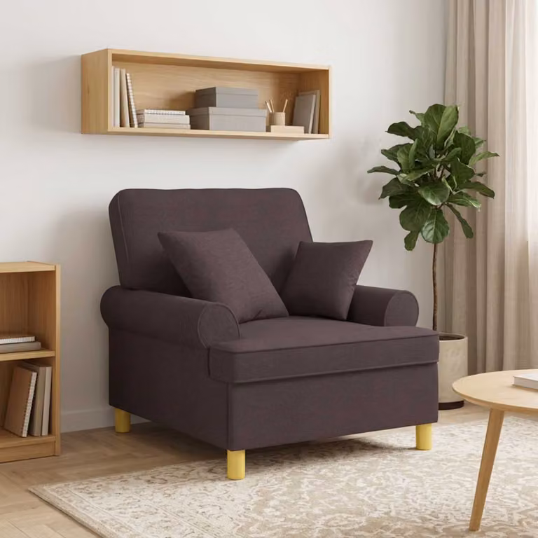 Poltrona relax XL vidaXL in tessuto marrone con cuscini in schiuma e struttura mista