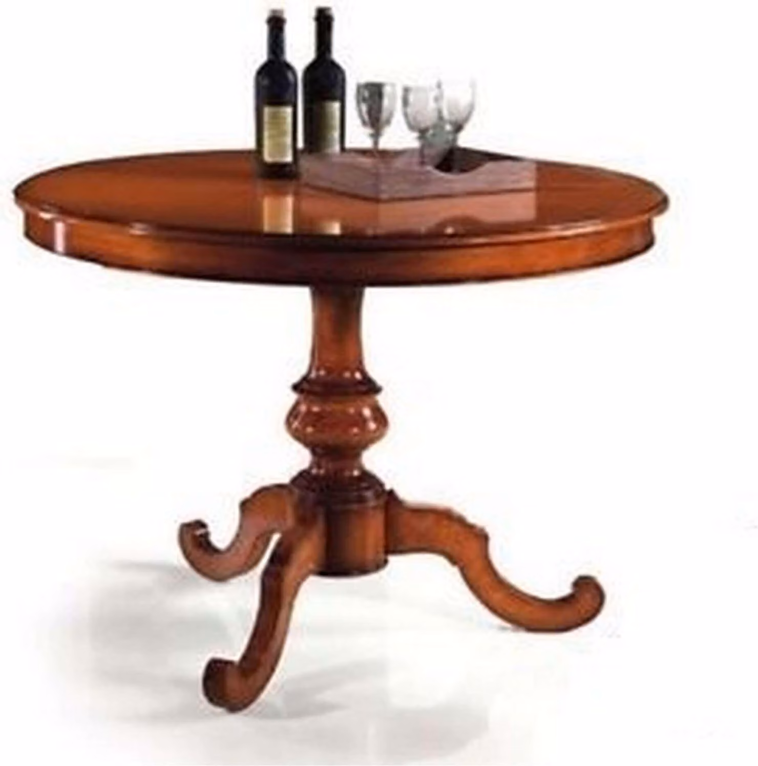 Milani Home - tavolo da pranzo allungabile rotondo 120-160 cm, tinta noce, legno massello, diametro 120 cm