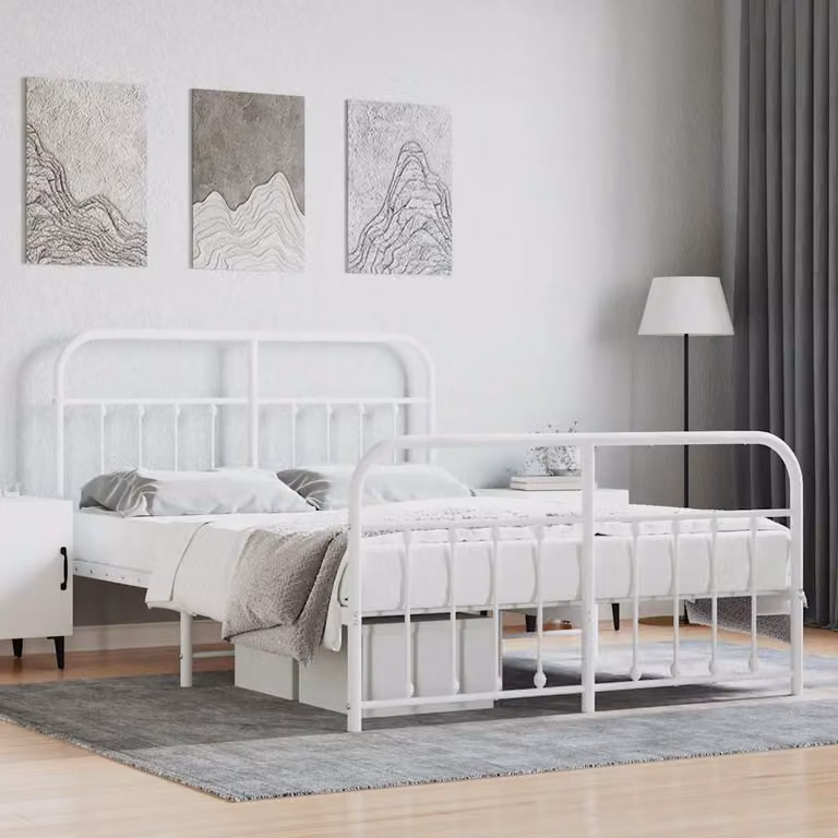 vidaXL Giroletto con Testiera e Pediera in Metallo Bianco 140x190 cm