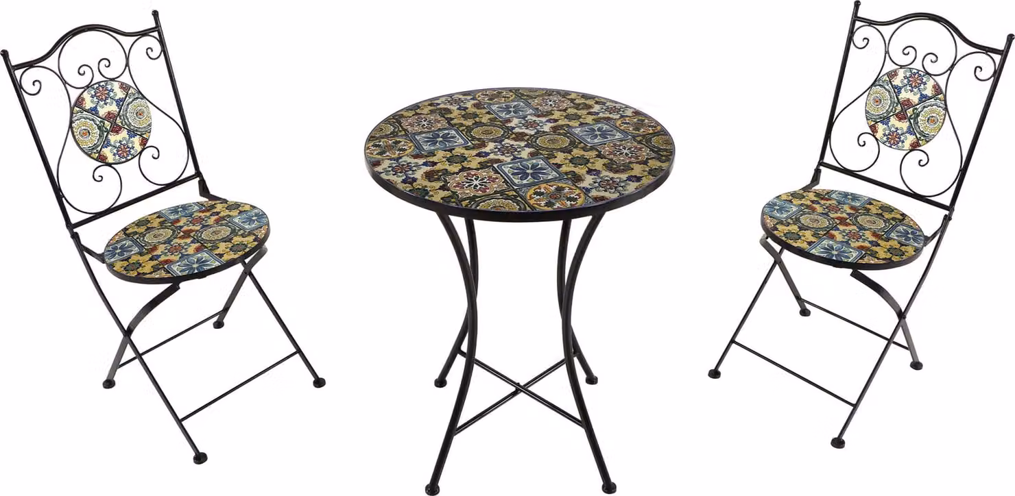 AXI Amélie Set Bistrot da Balcone, 2 Sedie 1 Tavolo, Set Bistrò Veranda, Yellow Breeze - Set Bistro da Giardino, Tavolo Bistro a Mosaico per Giardino/Balcone/Terrazza