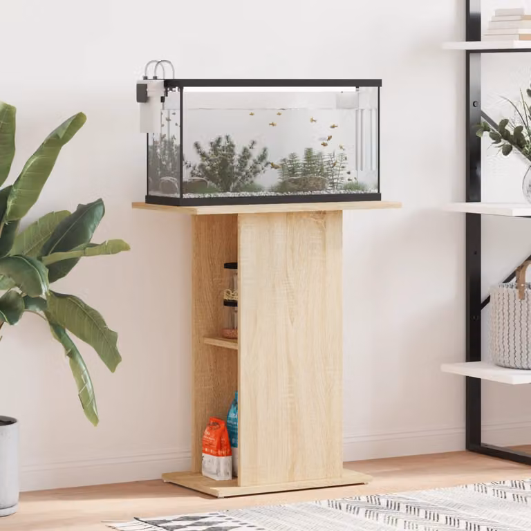 vidaXL Supporto per acquario in legno ingegnerizzato rovere Sonoma, L: 60,5 cm, P: 36 cm, H: 72,5 cm