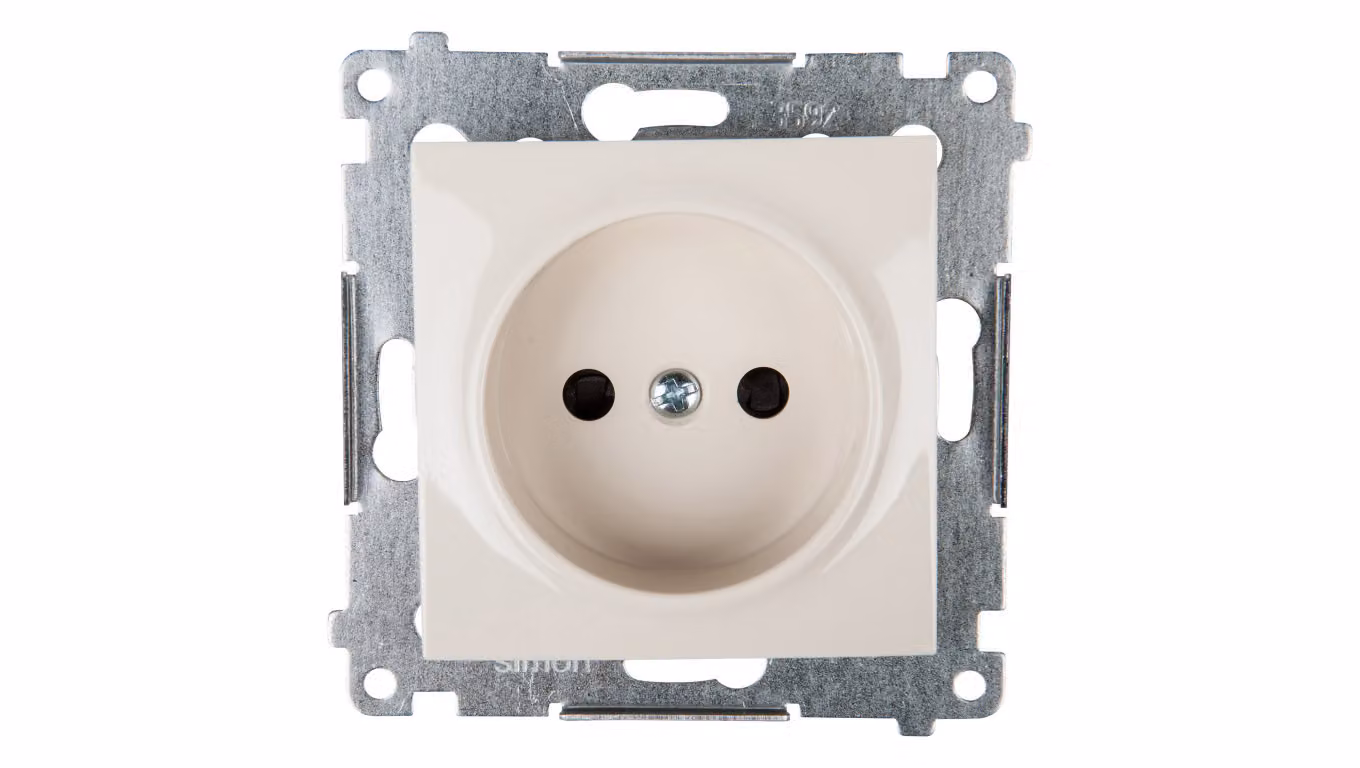 Simon 54 Presa singola b/u 16A IP20 con copri guida crema DG1Z.01/41