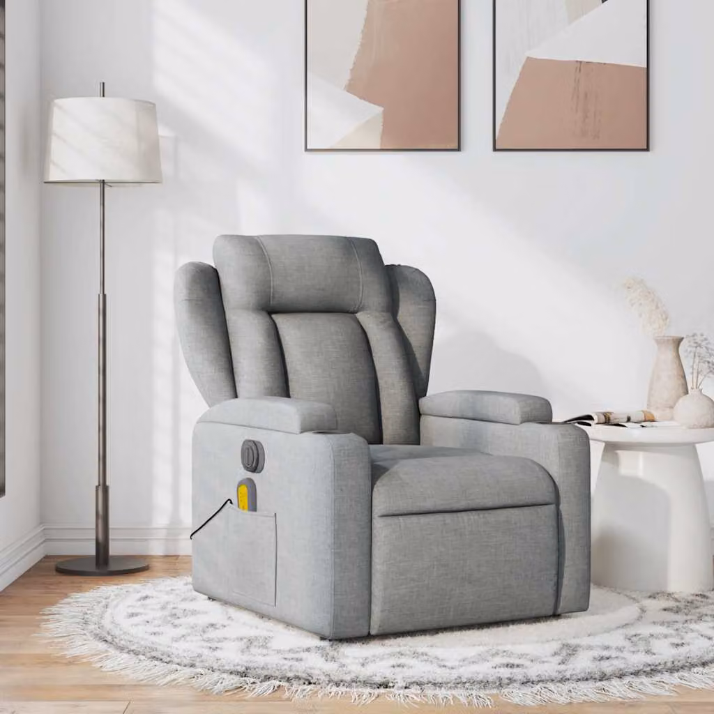 vidaXL Poltrona Reclinabile Relax in Tessuto Grigio con Braccioli e Regolazione Manuale