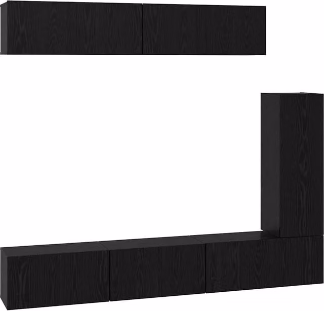 Set mobile TV 6 pz | Armadietto TV | Mobile Porta TV Rovere Nero Legno multistrato