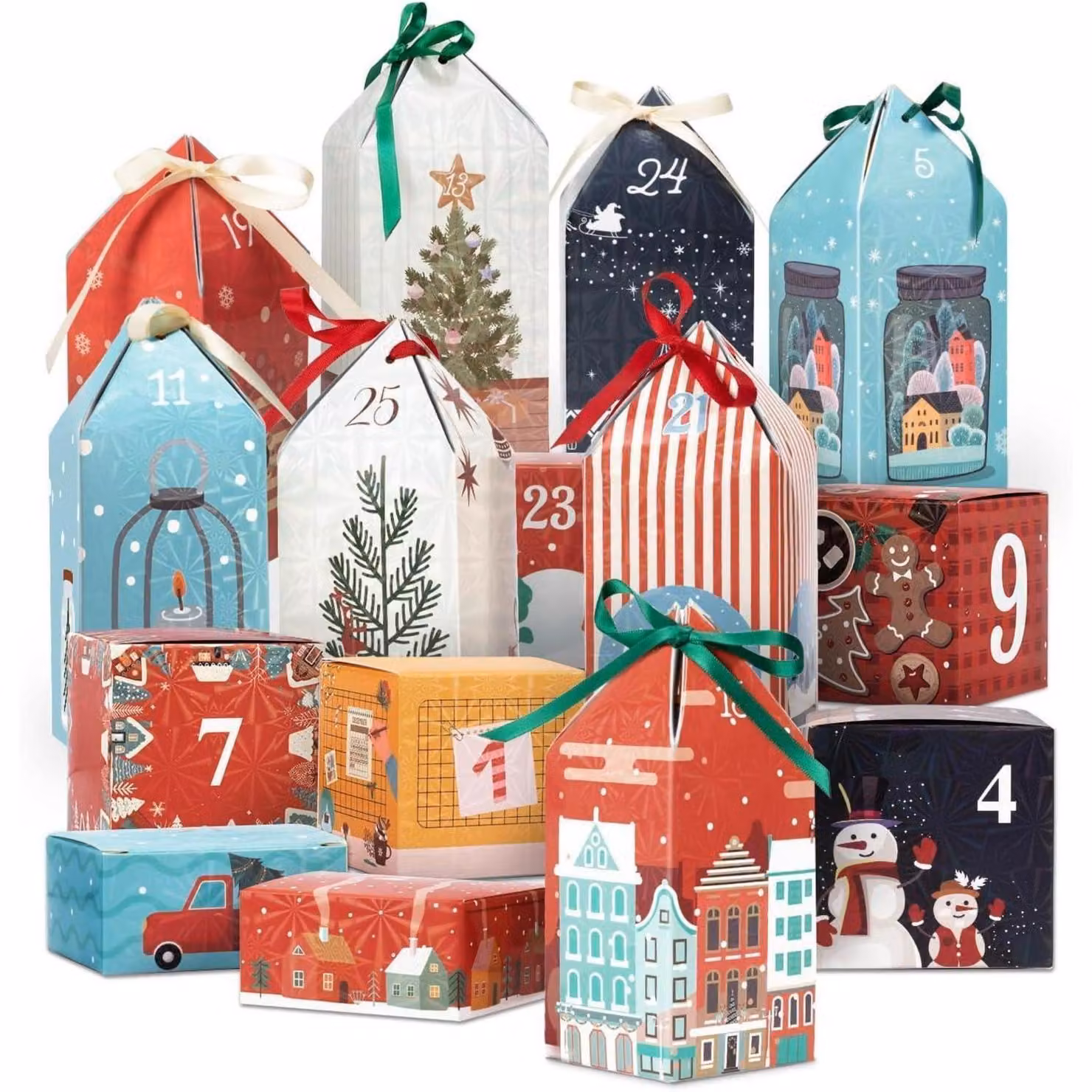 Calendario dell'Avvento da riempire, con 25 scatole. Calendario di Natale fai-da-te per il 2026. Decorazioni natalizie e idee regalo