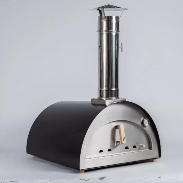 Forno a legna portatile Ventura Solo in acciaio inox color argento per pizza e pane con termometro e temperatura massima 500C°
