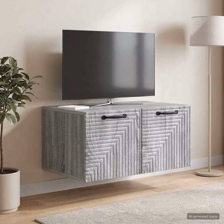 vidaXL Mobile Porta TV da Muro Moderno Grigio, L 59,5 cm x P 41 cm x H 30 cm