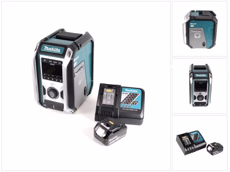 Radio da cantiere a batteria Makita DMR 115 RT1 12 V - 18 V Bluetooth DAB+ IP65 - + 1 batteria da 5,0 Ah + caricabatterie