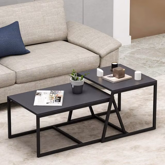 Urbania, Tavolino da Salotto Modulabile Moderno Nero Antracite, L 75 cm x P 50 cm x H 38 cm