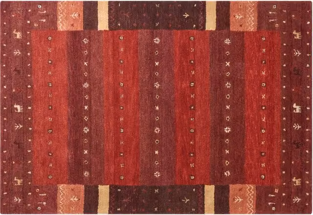Tappeto Gabbeh rosso in lana con motivo natalizio fatto a mano 140 x 200 cm soggiorno camera da letto