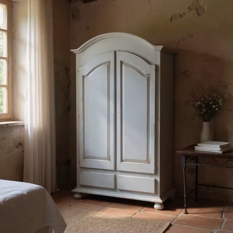 Armadio a 2 ante in legno stile shabby chic cerato azzurro Mobili 2G L/P/H: 125 x 61 x 200 cm