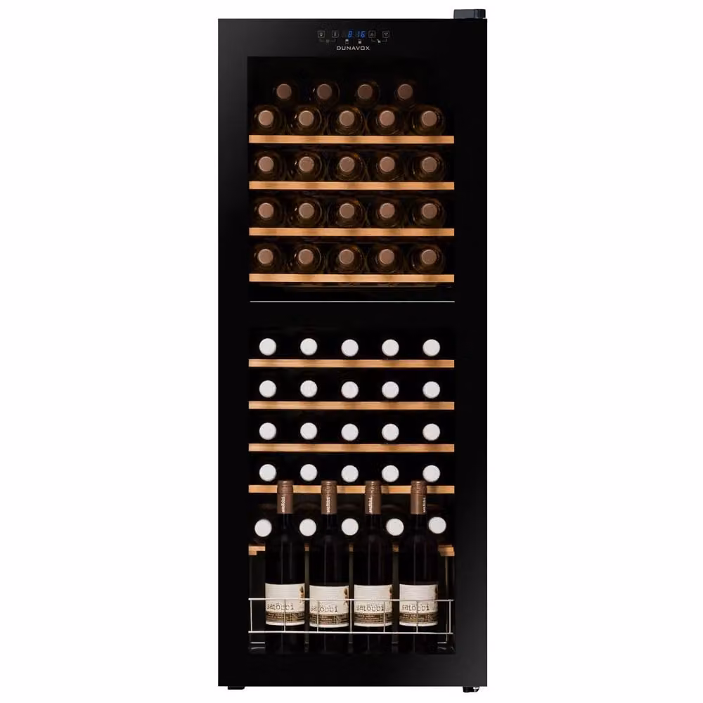Cantinetta 2 temperature posizionamento libero, porta vetrata e maniglia a tasca, classe G, 50 bottiglie - DXFH-50.142
