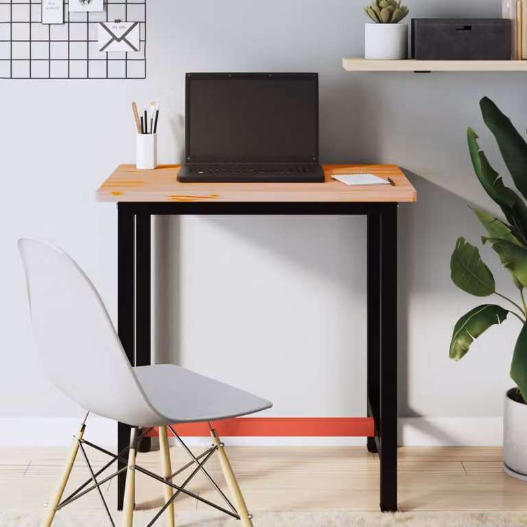 vidaXL Banco da Lavoro in Legno di Faggio e Metallo L: 80 cm, P: 55 cm, H: 81,5 cm