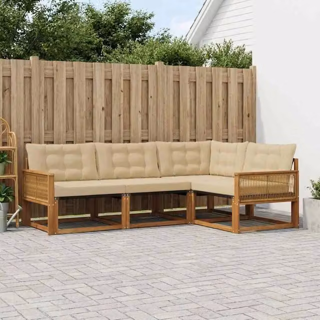 Set di divani da esterno 4 pz Naturale e Beige 3381397