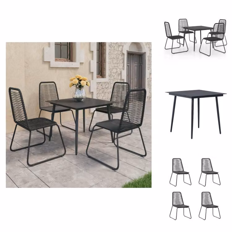 vidaXL Set da pranzo da giardino 5 pezzi in PVC rattan nero - Set di mobili da giardino