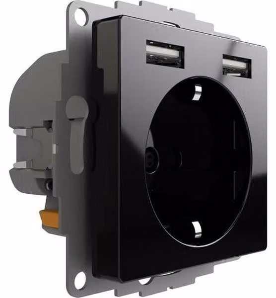 Prese multiple con 2 porte USB, finitura lucida (JP-5502F, 12W, 2,4A)