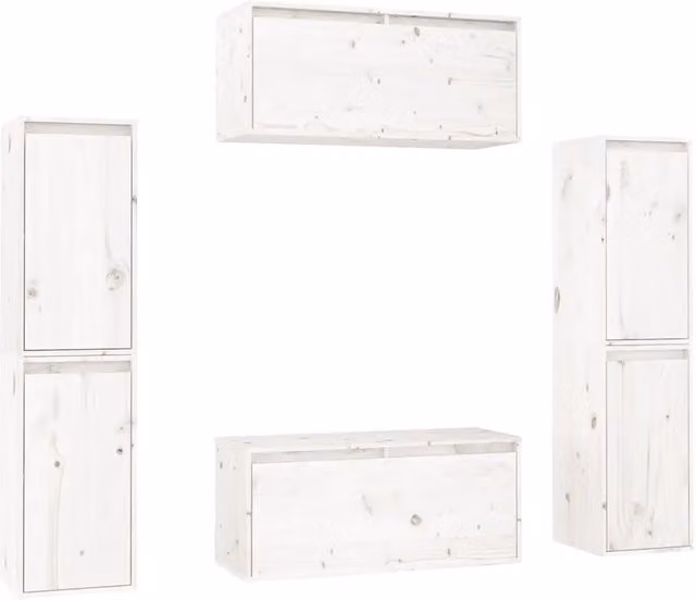 Mobili Porta TV 6 pz | Armadietto TV | Mobile Porta TV Bianchi in Legno Massello di Pino