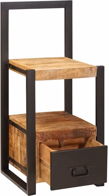 Appendiabiti moderno in legno di mango e metallo marrone e nero L/P/H: 40 x 40 x 90 cm – 1