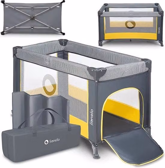 Culla per bambini, letto per bambini, lettino per viaggio da nascita a 15 kg, apertura laterale, sistema di sicurezza, blocco delle ruote, tasca per trasporto, pieghevole