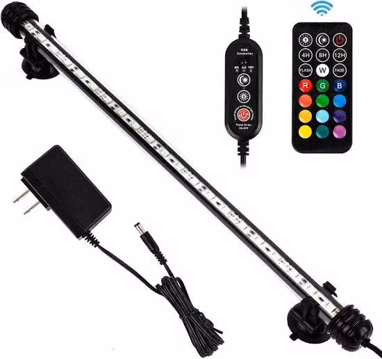 Lampada LED per acquari, 5,4W, RGB, 39cm, grado di protezione IP67 (resistente all'acqua), con timer e funzione "alba/tramonto"