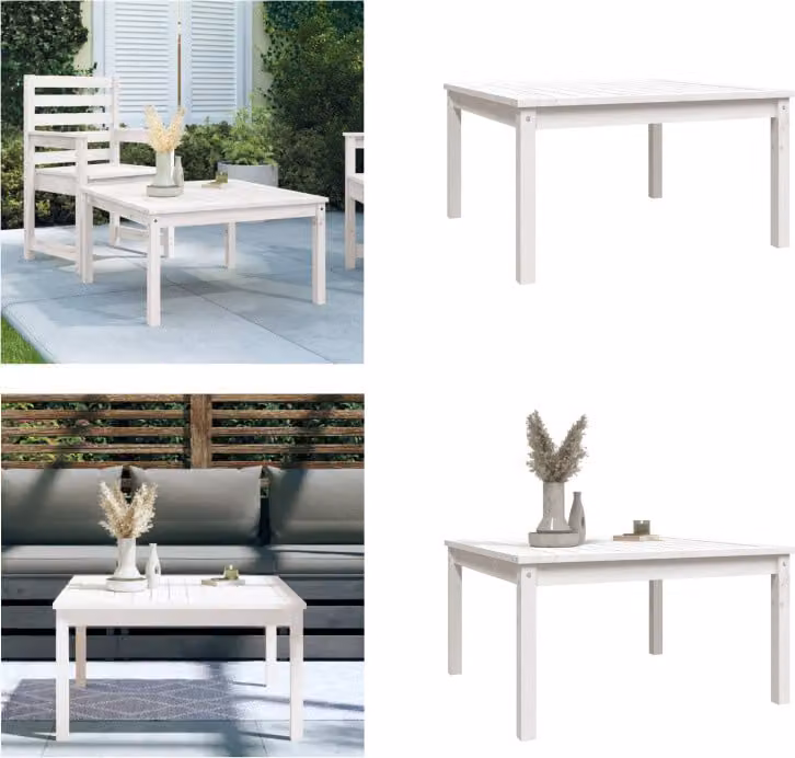 vidaXL Tavolo da giardino bianco 82,5x82,5x45 cm in legno di pino massiccio - Tavolo da giardino - Tavoli da giardino - Tavolo da patio - Tavolo da esterno