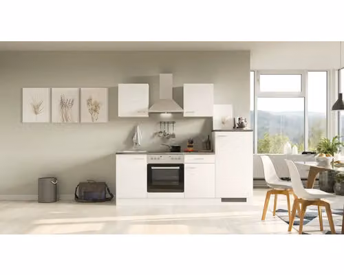 Mobile cucina con elettrodomestici Flex Well Lucca 220 cm colore frontale bianco opaco colore mobile bianco