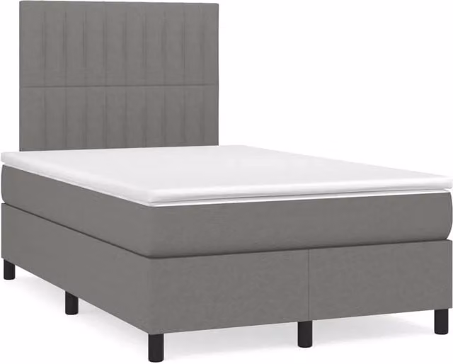 Letto Ibrido con Giroletto a Molle e Materasso vidaXL in Legno e Tessuto Grigio e Bianco L/P/H: 120 x 200 cm