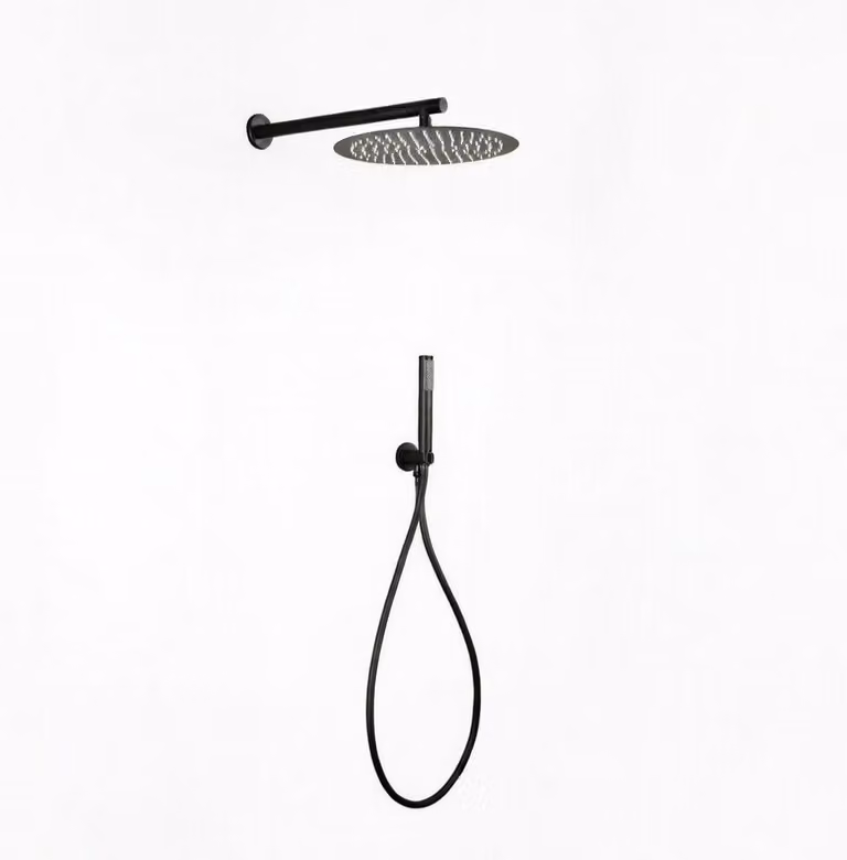 Set doccia completo di soffione tondo diametro 30cm e set doccetta KZ-1005-2 PERU - Nero Opaco