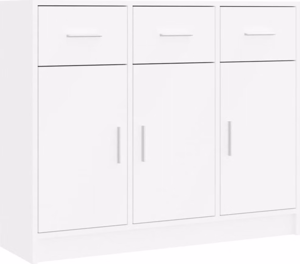 Credenza Bianca 91x28x75 cm in Legno Massello di Acacia