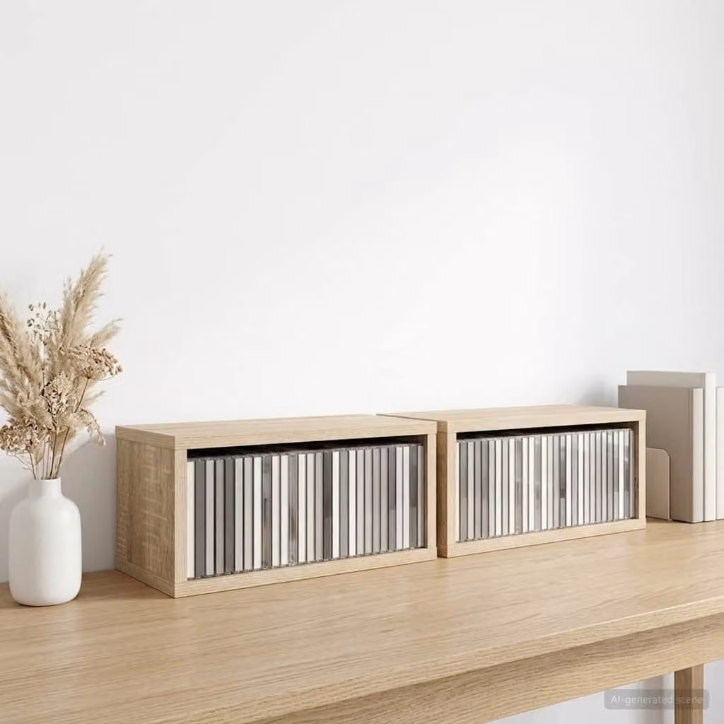 Set di 2 rack per lo stoccaggio di CD vidaXL in colore marrone, L 40 cm x P 17 cm x H 17 cm