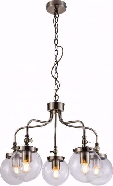 Lampadario a sospensione Candellux Ballet 35-70876 in ottone e vetro trasparente, regolabile, 5xE27 – 1