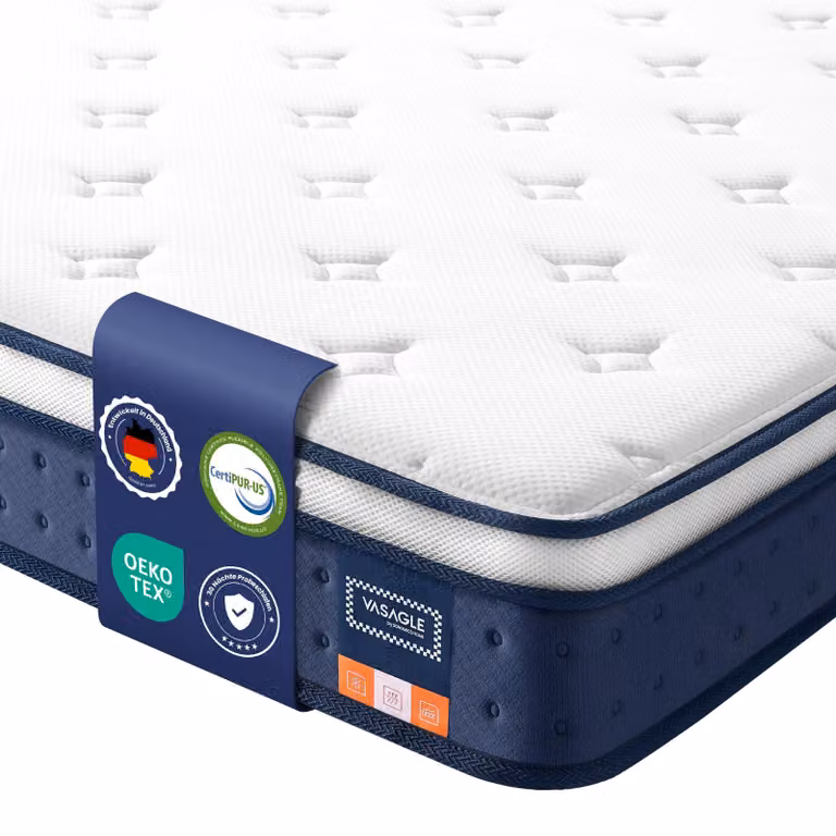 VASAGLE, materasso, 140 x 200 x 20 cm, in gel memory foam, supporto medio, livello di durezza H3