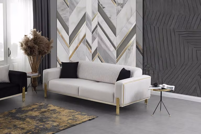 Weißer Dreisitzer Sofa Moderne Couch Polstermöbel Wohnzimmermöbel