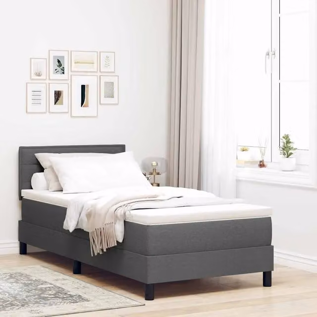 Letto a molle con testiera Grigio scuro 90 x 200 cm Tessuto 3338581