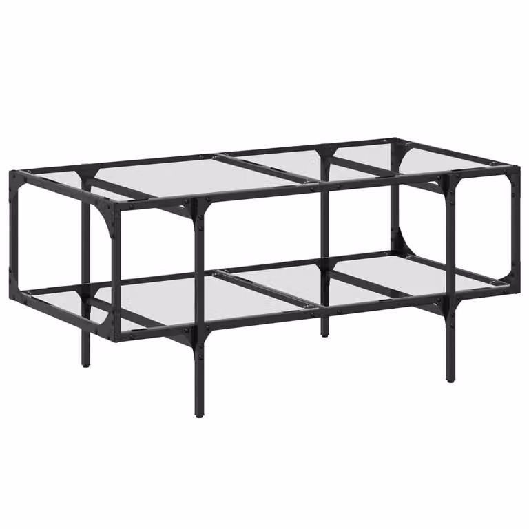 Tavolini con Piano Vetro Trasparente 2 pz 98,5x50x45 cm Acciaio