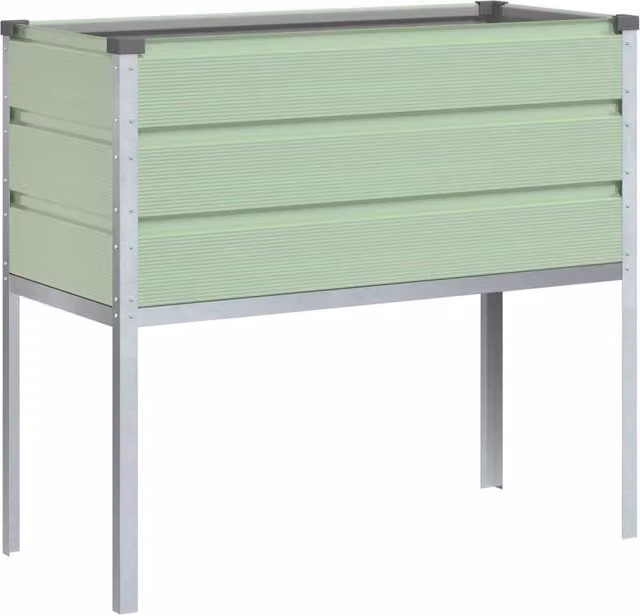 Fioriera rialzata moderna per giardino 100 x 45 x 90 cm stile industriale finitura lucida in acciaio zincato verde pastello 02_0059294
