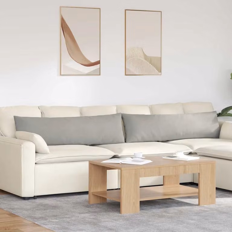 Set di 2 cuscini da divano vidaXL in tessuto grigio con fodera rimovibile, L 145 cm x P 40 cm