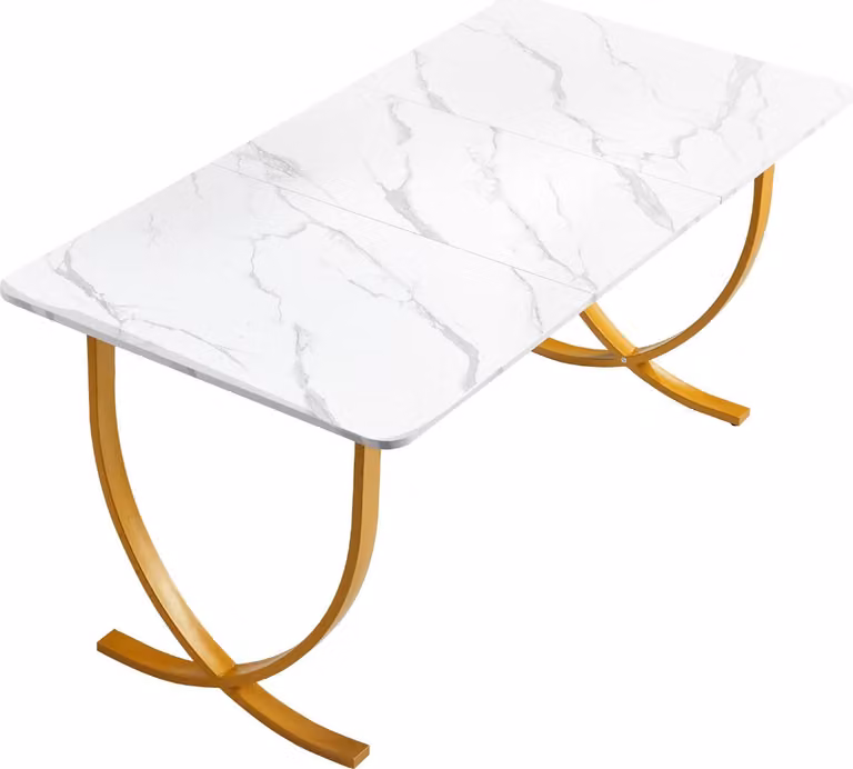 SucceBuy scrivania per computer (piano 160 x 80 cm), moderna scrivania da lavoro con robusta struttura in metallo e capacità di carico di 158 kg per l'ufficio, lo studio, la camera da letto o il soggiorno, bianco-oro