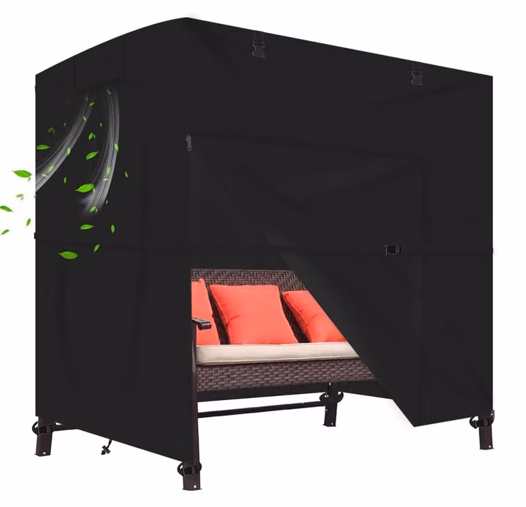 Copertura per amaca da giardino in stile hollywoodiano, realizzata in tessuto Oxford 600D, impermeabile, colore beige, dimensioni 221x153x183 cm