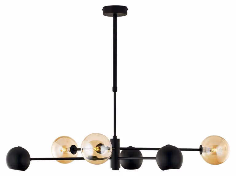 Lampada a sospensione MOKA nera-ambra 6xGU10x10W in metallo, dimensioni: 69x94x65 cm, IP20, Jupiter