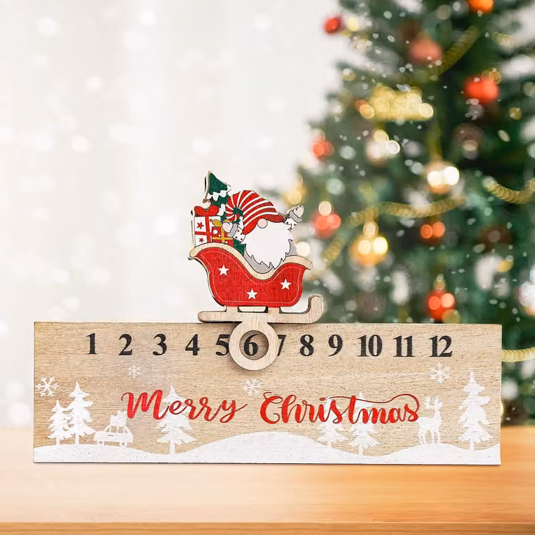 Calendario dell'Avvento in legno, 24 giorni, stile retrò, per la casa e l'ufficio