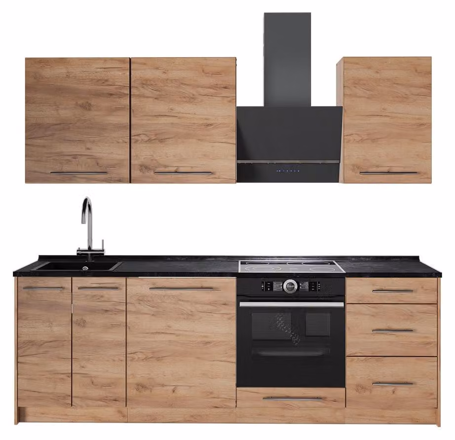 Cucina componibile Vicco Fame-Line Rovere dorato/Rovere dorato 230 cm, PL Antracite, Model 63986