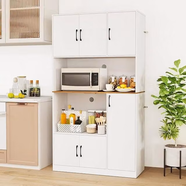 Armadio da cucina con stazione di ricarica, armadietto a buffet con prese e porte di tipo C e USB, da cucina a buffet alto con scomparto per microonde, armadietto da cucina, multiuso, 100 x 40