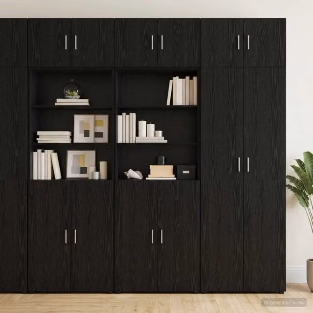 Armadio per la conservazione con ripiani Rovere Nero 3446669