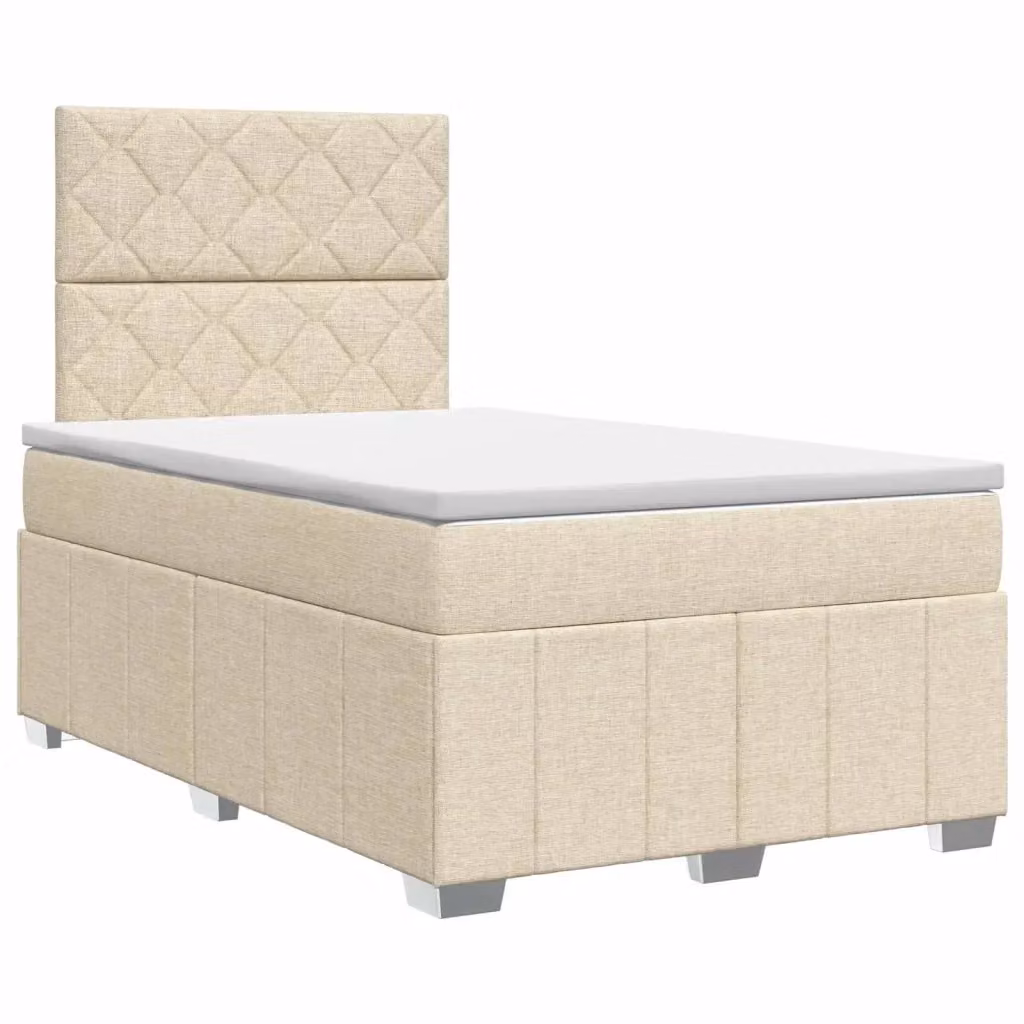 Letto box spring con materasso ibrido vidaXL in tessuto beige e bianco L/P: 120 x 200 cm – 2