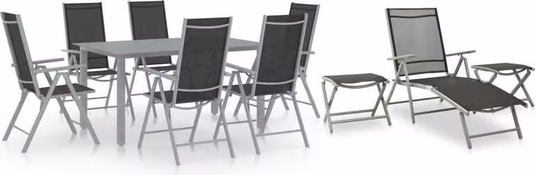 Maison Exclusive - Set da pranzo da giardino da 10 pezzi, nero e argento