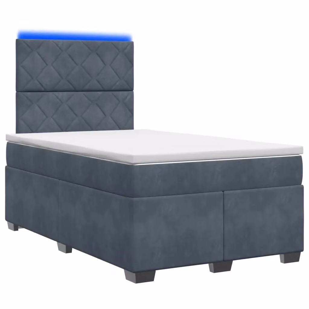 Letto box spring con materasso vidaXL in tessuto grigio scuro con illuminazione sottostante e porta USB L/P: 120 x 200 cm – 2
