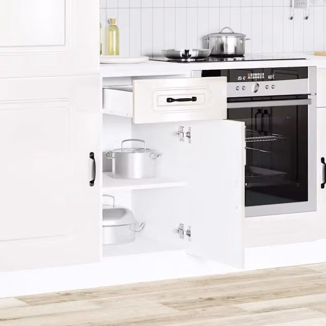 Base da cucina moderna vidaXL bianca lucida con ante a battente e ripiani interni L/P/H: 46 x 40 x 81,5 cm