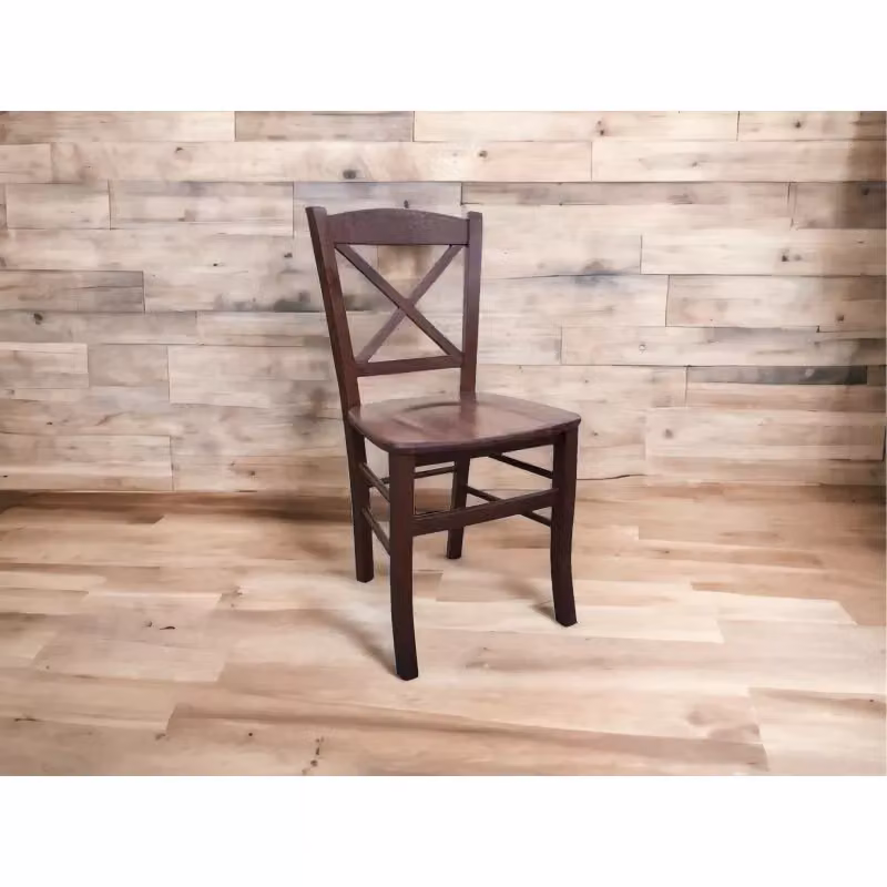 Set di 2 sedie modello Croce in legno di faggio color noce con seduta in legno Mobili 2G – 2