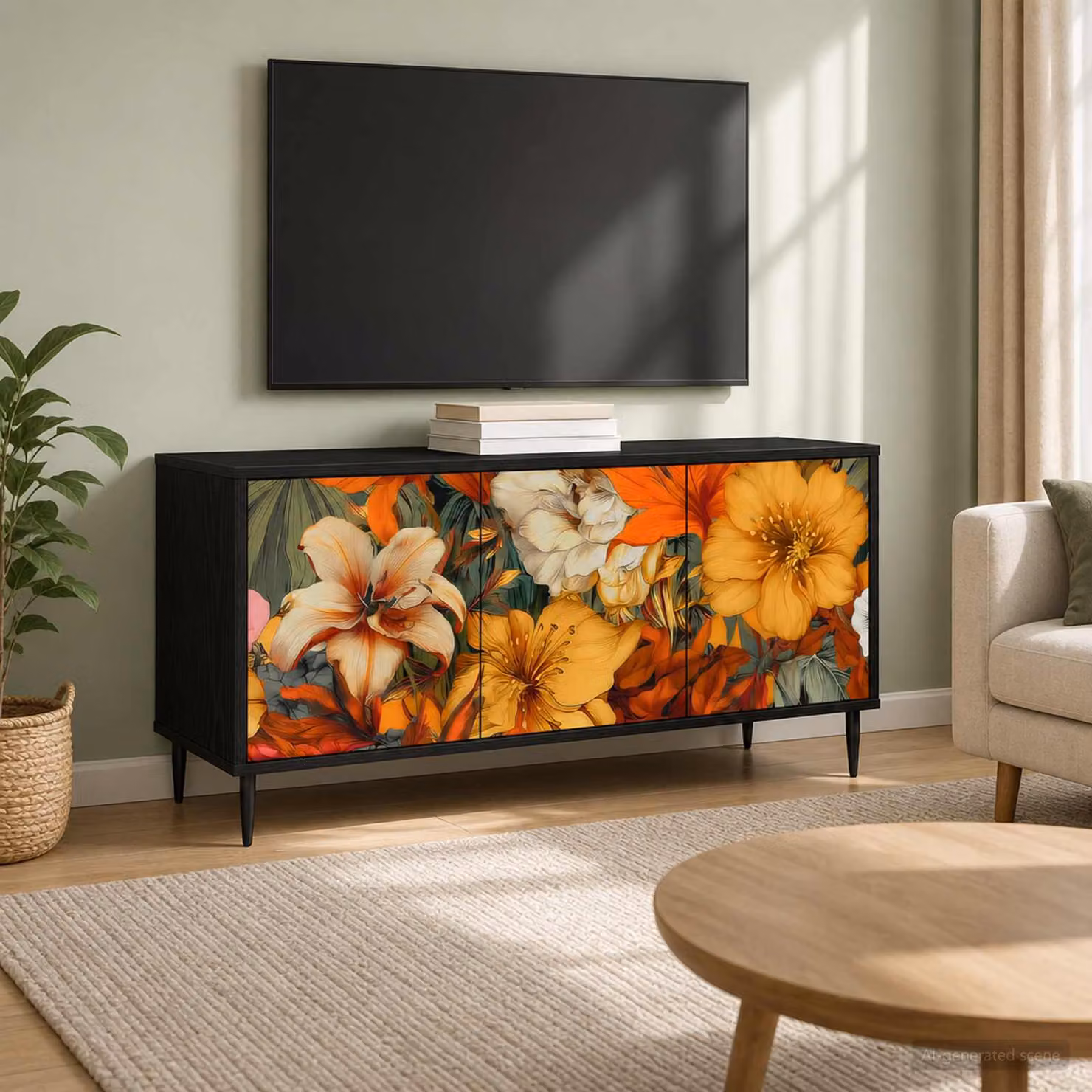 Mobile TV vidaXL GENNEP in Rovere Nero, L 102 x P 33 x H 51 cm
